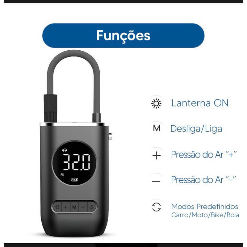 Compressor de Ar Portátil Digital - NCHER