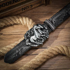 Cinto de Couro Com Dois Cavalos