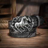 Cinto de Couro Com Dois Cavalos